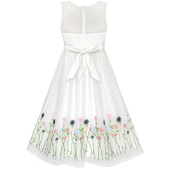 Flower Girls Dress Dimensional Flower Wedding Party Pageant Size 5-14 Years