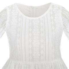 Girls Dress Lace Floral Hi-low Off Shoulder Pageant Bridesmaid Size 4-12 Years