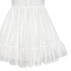 Girls Dress Lace Floral Hi-low Off Shoulder Pageant Bridesmaid Size 4-12 Years