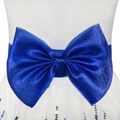 Flower Girls Dress Sequin Dimensional Flowers Bow Tie Pageant Size 7-14 Years