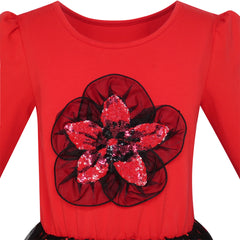 Girls Dress Long Sleeve Lace 2-in-1 Princess Tutu Size 4-12 Years