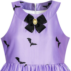 Girls Dress Halloween Witch Bat Pumpkin Costume Halter Dress Size 7-14 Years