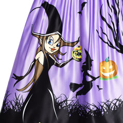 Girls Dress Halloween Witch Bat Pumpkin Costume Halter Dress Size 7-14 Years