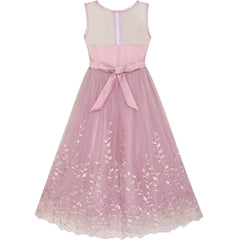 Flower Girls Dress Dimensional Flower Wedding Party Pageant Size 5-14 Years