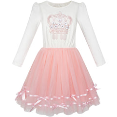 Girls Dress Long Sleeve Lace 2-in-1 Princess Tutu Size 4-12 Years