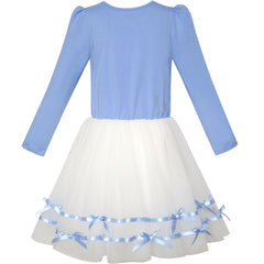 Girls Dress Long Sleeve Lace 2-in-1 Princess Tutu Size 4-12 Years