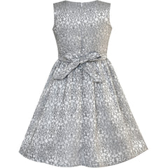 Girls Dress Bow Tie Jacquard Fit And Flare Princess Size 3-12 Years