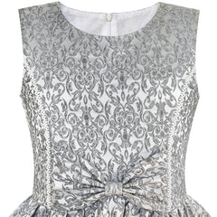 Girls Dress Bow Tie Jacquard Fit And Flare Princess Size 3-12 Years