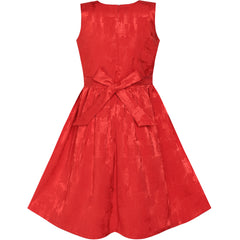 Girls Dress Bow Tie Jacquard Fit And Flare Princess Size 3-12 Years