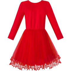 Girls Dress Long Sleeve Lace 2-in-1 Princess Tutu Size 4-12 Years