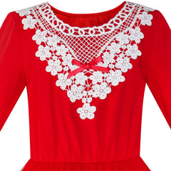 Girls Dress Long Sleeve Lace 2-in-1 Princess Tutu Size 4-12 Years