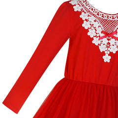 Girls Dress Long Sleeve Lace 2-in-1 Princess Tutu Size 4-12 Years