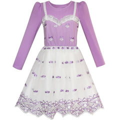 Girls Dress Long Sleeve Lace 2-in-1 Princess Tutu Size 4-12 Years