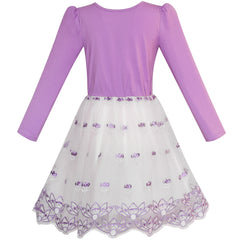 Girls Dress Long Sleeve Lace 2-in-1 Princess Tutu Size 4-12 Years