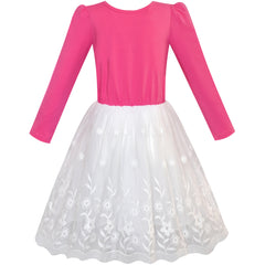 Girls Dress Long Sleeve Lace 2-in-1 Princess Tutu Size 4-12 Years