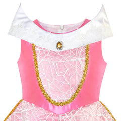Princess Aurora Costume Briar Rose Accessories Crown Magic Wand Size 4-12 Years