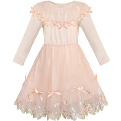 Girls Dress Long Sleeve Lace 2-in-1 Princess Tutu Size 4-12 Years