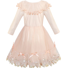 Girls Dress Long Sleeve Lace 2-in-1 Princess Tutu Size 4-12 Years