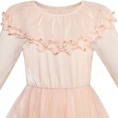 Girls Dress Long Sleeve Lace 2-in-1 Princess Tutu Size 4-12 Years