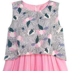 Girls Dress Turn-Down Collar Flower Chiffon Party Size 6-14 Years