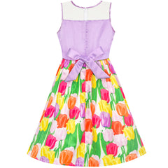 Girls Dress Lace Stripe Collar Party Size 4-14 Years