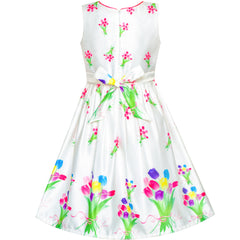 Girls Dress Flower Halter Flare Dress Princess Size 5-14 Years