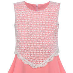 Girls Dress 2-in-1 Lace Chiffon Bridesmaid Wedding Party Size 6-12 Years