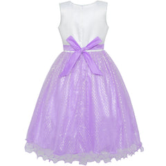 Girls Dress Flower Sparkling Sequins Belted Tulle Party Size 4-14 Years