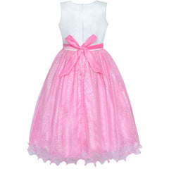 Girls Dress Flower Sparkling Sequins Belted Tulle Party Size 4-14 Years