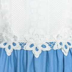 Girls Cold Shoulder Dress Denim Cowboy 3/4 Sleeve Size 2-12 Years