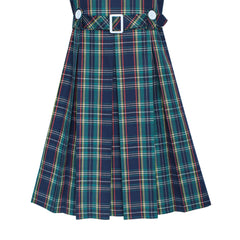 Girls Dress Khaki Button Back School Pleated Hem Size 6-14 Years