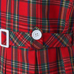 Girls Dress Khaki Button Back School Pleated Hem Size 6-14 Years