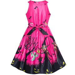 Girls Dress Halloween Witch Bat Pumpkin Costume Halter Dress Size 7-14 Years