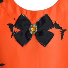 Girls Dress Halloween Witch Bat Pumpkin Costume Halter Dress Size 7-14 Years