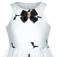 Girls Dress Halloween Witch Bat Pumpkin Costume Halter Dress Size 7-14 Years