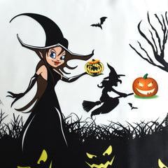 Girls Dress Halloween Witch Bat Pumpkin Costume Halter Dress Size 7-14 Years