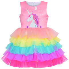 Girls Dress Birthday Princess Ruffle Dress Cake Balloon Print Size 1-10 Years