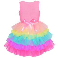 Girls Dress Birthday Princess Ruffle Dress Cake Balloon Print Size 1-10 Years
