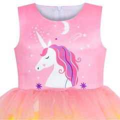 Girls Dress Birthday Princess Ruffle Dress Cake Balloon Print Size 1-10 Years