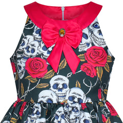 Girls Dress Halloween Witch Bat Pumpkin Costume Halter Dress Size 7-14 Years