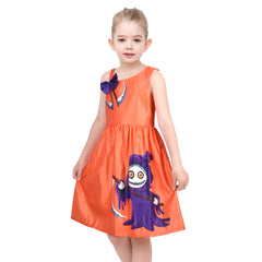 Girls Dress Halloween Pumpkin Ghost Costume Tank Dress Size 3-12 Years