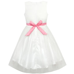 Girls Dress Bow Tie Color Contrast Size 4-12 Years