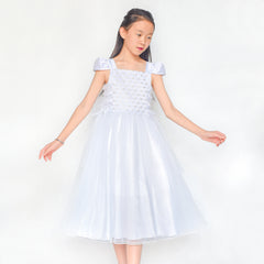 Flower Girls Dress Peach Ruffle Butterfly Wedding Bridesmaid Size 6-14 Years