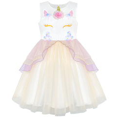 Flower Girls Dress Lace Belted Wedding Party Size 4-14 Years