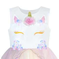 Flower Girls Dress Lace Belted Wedding Party Size 4-14 Years