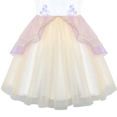 Flower Girls Dress Lace Belted Wedding Party Size 4-14 Years