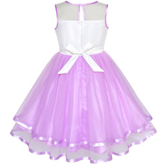Flower Girls Dress Lace Belted Wedding Party Size 4-14 Years