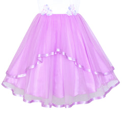 Flower Girls Dress Lace Belted Wedding Party Size 4-14 Years