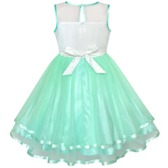 Flower Girls Dress Lace Belted Wedding Party Size 4-14 Years