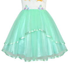 Flower Girls Dress Lace Belted Wedding Party Size 4-14 Years